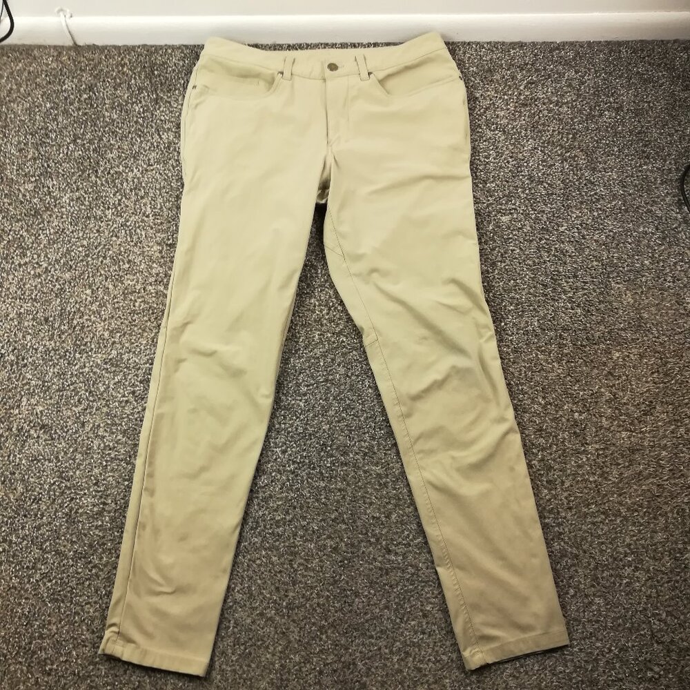2022 Lululemon Pants ABC Skinny Fit 5 Pocket Warpstreme Beige Tan 32x31 M5AD5S